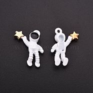 Baking Painted Alloy Pendants, Astronaut Lift the Stars, White, 21x16.5x4.5mm, Hole: 1.5mm(PALLOY-R136-05)