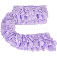 2 Yards 3 Layer Polyester Organza Ruffled Pleated Lace Flower Fabric Trim, Garment Accessories, Lilac, 4-1/2~6-3/4 inch(115~170mm)(OCOR-GF0003-31B)