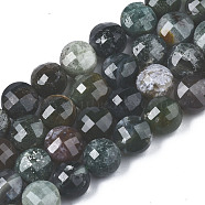 Natural Agate Beads Strands, Dyed & Heated, Faceted, Flat Round, Gray, 8x6.5mm, Hole: 1.2mm, about 47pcs/strand, 14.96 inch(37cm).(G-N326-100A-10)
