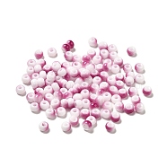 6/0 Opaque Glass Seed Beads, Round Hole, Rondelle, Crimson, 4~4.5x3~4mm, Hole: 0.8~1.5mm(SEED-P005-A13)