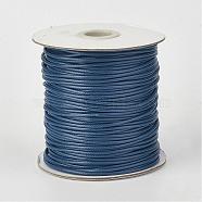 Eco-Friendly Korean Waxed Polyester Cord, Marine Blue, 2mm, about 90yards/roll(80m/roll)(YC-P002-2mm-1140)