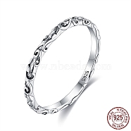 925 Sterling Silver Finger Rings, Vines, Antique Silver,  US Size 7(17.3mm)(RJEW-BB48501-7)