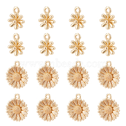 ARRICRAFT 16Pcs 2 Style Brass Charms, Flower, Real 14K & 18K Gold Plated, 11~14.5x8.5~12x2~4mm, Hole: 1.2~1.5mm, 8pcs/style(KK-AR0002-43)