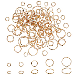 Elite 5 Sizes Brass Jump Rings, Open Jump Rings, Long-Lasting Plated, Cadmium Free & Lead Free, Twisted Round Ring, Real 14K Gold Plated, 5~12x1mm(18 Gauge), Inner Diameter: 3~10mm, 115pcs/box(KK-PH0009-17)