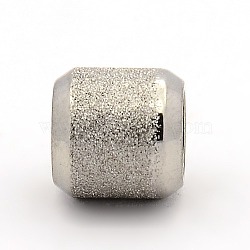 Stainless Steel Textured Beads, Large Hole Column Beads, Stainless Steel Color, 10x10mm, Hole: 6mm(STAS-M003-15P)