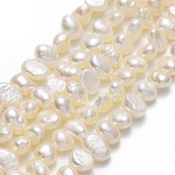 Natural Cultured Freshwater Pearl Beads Strands, Two Sides Polished, Linen, 4.5x5~7x3~3.5mm, Hole: 0.7mm, about 71pcs/strand, 13.78''(35cm)(PEAR-A005-07E)