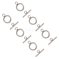 304 Stainless Steel Toggle Clasps, Ring, Stainless Steel Color, Ring: 19x14x2mm, Bar: 20x7x2mm, Hole: 3mm, 40sets/box(STAS-UN0002-23B)