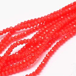 Faceted Rondelle Glass Beads Strands, Coral, 3.5~3.8x2.5~3mm, Hole: 0.8mm, about 113~115pcs/strand, 32~33cm(GLAA-I033-3mm-02)