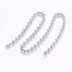 304 Stainless Steel Ball Chain Necklaces, with Lobster Claw Clasps, Stainless Steel Color, 24.4 inch(62cm), 8mm(NJEW-F221-12P-B)