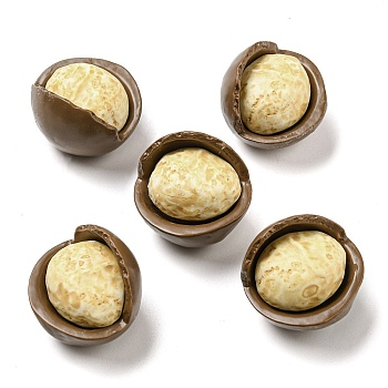 Opaque Resin Decoden Cabochons, Imitation Nut, Macadamia Nuts, Cornsilk, 24x23x20mm