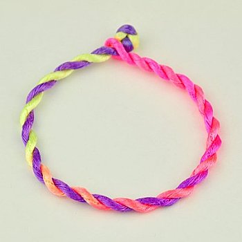 Nylon Rattail Satin Cord Bracelet Making, Colorful, 190x3mm