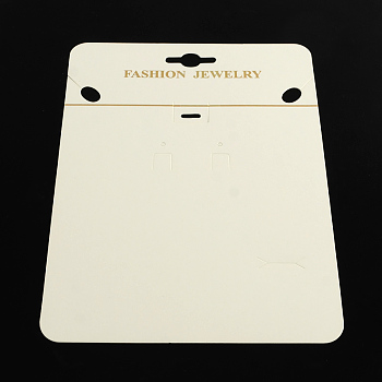 Rectangle Shape Cardboard Necklace Display Cards, White, 190x140x0.8mm