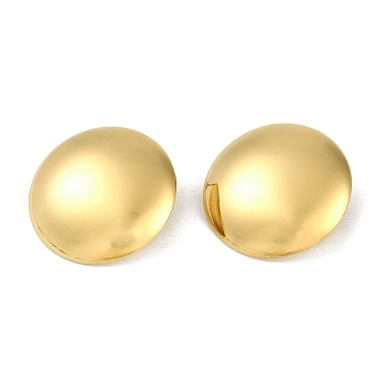 PVD Vacuum Plating 304 Stainless Steel Half Round Stud Earrings, Golden, 34mm