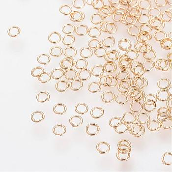 304 Stainless Steel Jump Rings, Open Jump Rings, Nickel Free, Real 18K Gold Plated, 24 Gauge, 2.5x0.5mm, Inner Diameter: 1.5mm