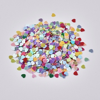 Ornament Accessories Plastic Paillette/Sequins Beads, No Hole/Undrilled Beads, Heart, Mixed Color, 2.7x3x0.3mm, about 173075pcs/pound