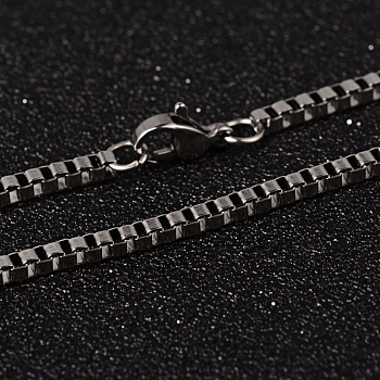 201 Stainless Steel Box Chain Necklaces, with Lobster Claw Clasps, Stainless Steel Color, 19.6 inch(50cm), 2.5mm