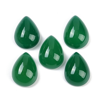 Natural Green Onyx Agate(Dyed & Heated) Cabochons, Teardrop, Grade A, 20~20.5x15~15.5x6.5~7mm