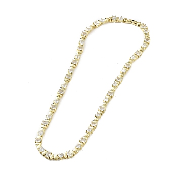Brass Micro Pave Cubic Zirconia Chain Necklaces, Real 18K Gold Plated, 18-1/4 inch(46.5cm)