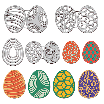 4Pcs 4 Styles Carbon Steel Cutting Dies Stencils, for DIY Scrapbooking, Photo Album, Decorative Embossing Paper Card, Stainless Steel Color, Easter Egg, Easter Theme Pattern, 6.4~8x6~12.5x0.08cm, 1 style/pc