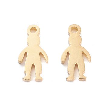304 Stainless Steel Charms, Laser Cut, Man, Golden, 12.5x6x1mm, Hole: 1.2mm