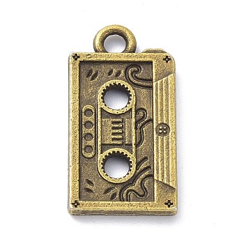 Tibetan Style Alloy Cassette Tape Pendants, Antique Bronze, 23x12x2mm, Hole: 2.3mm