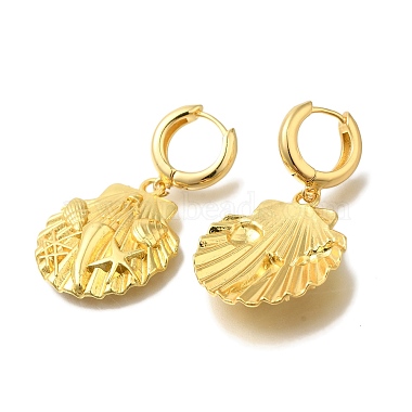 Rack Plating Shell Shape Brass Hoop Earrings(EJEW-H016-43G)-2