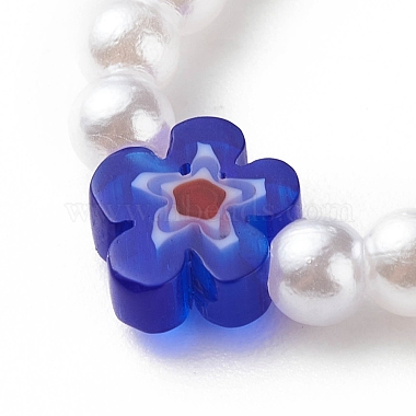 Plastic Imitation Pearl & Millefiori Glass Beaded Finger Ring for Women(RJEW-JR00484)-4