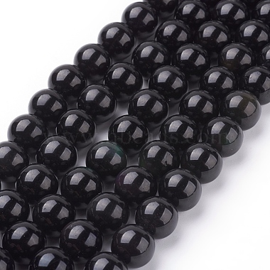 12mm Black Round Obsidian Beads