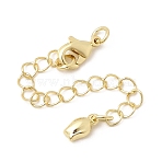Brass Chain Extender, with Flower Charms and Lobster Claw Clasps, Light Gold, 75mm(KK-G546-03LG)