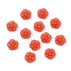 100Pcs Plastic Beads, Flower, Golden Metal Enlaced, Red, 19~19.5x8~8.5mm, Hole: 2mm(KY-YW0002-22B)