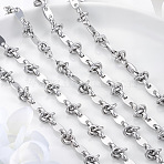 304 Stainless Steel Coffee Bean Chains with Knot Link Chains, Unwelded, Stainless Steel Color, 10.5x5.5x1mm(CHS-B013-03P)