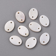 Freshwater Shell Links Connectors, Oval, Seashell Color, 14x10x2mm, Hole: 1.5mm(SHEL-R144-22)
