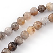 Natural Bamboo Leaf Agate Round Bead Strands, 6mm, Hole: 1mm, about 62pcs/strand, 15.5 inch(G-M248-6mm-04)