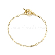 Brass Paperclip Chains Bracelets for Women, with 304 Stainless Steel Toggle Clasps, Golden, 7-1/2 inch(19.1cm)(BJEW-JB10398)