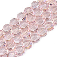Electroplate Transparent Glass Beads Strands, AB Color Plated, Faceted, Octagon, Pink, 7~8x7~8x4mm, Hole: 1.2mm, about 72pcs/strand, 20.47 inch(52cm)(EGLA-N002-27-C01)