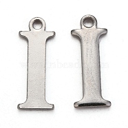 304 Stainless Steel Alphabet Charms, Stainless Steel Color, Letter.I, 12.5x4.5x1mm, Hole: 1mm(STAS-H122-I-P)