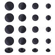 DICOSMETIC 40Pcs 4 Styles 1-Hole Plastic Buttons, with Cloth Cover, Half Round Button, Black, 10~18x6.5~10mm, Hole: 1.4~2.2mm, 10pcs/style(BUTT-DC0001-04)