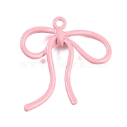 Baking Paint Alloy Pendants, Bowknot, Pink, 45x42x6mm, Hole: 3mm(FIND-G080-02C)