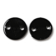 Spray Painted 201 Stainless Steel Connector Charms, Flat Round, Black, 8x1mm, Hole: 1.2mm(STAS-G304-23C)