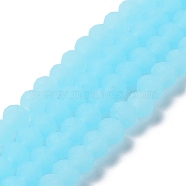 Imitation Jade Solid Color Glass Beads Strands, Faceted, Frosted, Rondelle, Cyan, 3.5mm, Hole: 1mm, about 113~115pcs/strand, 32~33cm(EGLA-A034-J3mm-MD04)