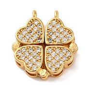 Brass Micro Pave Cubic Zirconia Pendants, Clover Charms, Golden, 17x15x4.5mm, Hole: 1.2mm(KK-U039-01G)