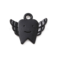Alloy Pendants, Electrophoresis Black, Tooth Pattern, 17.5x19.5x2mm, Hole: 2mm(FIND-G039-02D-EB)