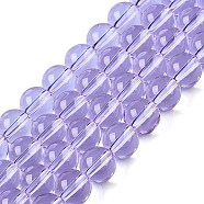 Transparent Glass Beads Strands, Round, Lilac, 8~8.5mm, Hole: 1.5mm, about 51~53pcs/strand, 14.96 inch~15.55 inch(38~39.7cm)(GLAA-T032-T8mm-01)