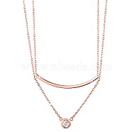 SHEGRACE 925 Sterling Silver Tiered Necklaces, with Micro Pave AAA Cubic Zircon Pendant, Rose Gold, 13.3 inch(34cm)(JN656C)