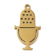 5Pcs 201 Stainless Steel Pendants, Laser Cut, Microphone Charm, Golden, 17.5x9.5x1mm, Hole: 1.2mm(STAS-B064-11G)