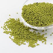 12/0 Grade A Baking Paint Glass Seed Spacer Beads, Yellow Green, 2x1.5mm, Hole: 0.7mm, about 2840pcs/50g(X-SEED-Q009-FJX25)