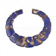 Assembled Bronzite and Synthetic Lapis Lazuli Beads Strands, Graduated Pendant Beads, Trapezoid, 24~35x16~28x5.5~6mm, Hole: 1~1.5mm, 15pcs/set, 11.81 inch/strand(G-S327-002)