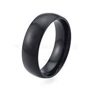 201 Stainless Steel Plain Band Finger Ring for Women, Electrophoresis Black, Inner Diameter: 17mm(RJEW-N043-09E)