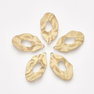 Smooth Surface Iron Pendants, Hammered, Oval, Matte Gold Color, 25x14.5x2.5mm, Hole: 1.2mm(IFIN-T011-18MG)