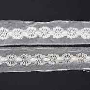 Lace Organza Trimming, with Plastic Imitation Pearls and Glass Rhinestone, for DIY Dress, Costume, Table Cloth, Crafts Curtain, Home Vintage Decor, White, 45x0.2~6mm, 1.6m/pc(DIY-XCP0002-48)